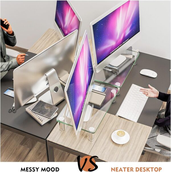 81oclK5H14L._AC_SL1500_.jpg 2 Pack Computer Monitor Riser with Height Adjustable Multi M...