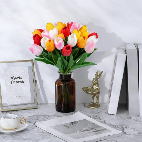 SITUMEIZI Fake Flowers Tulips Artificial Silk Flower 15pcs R...