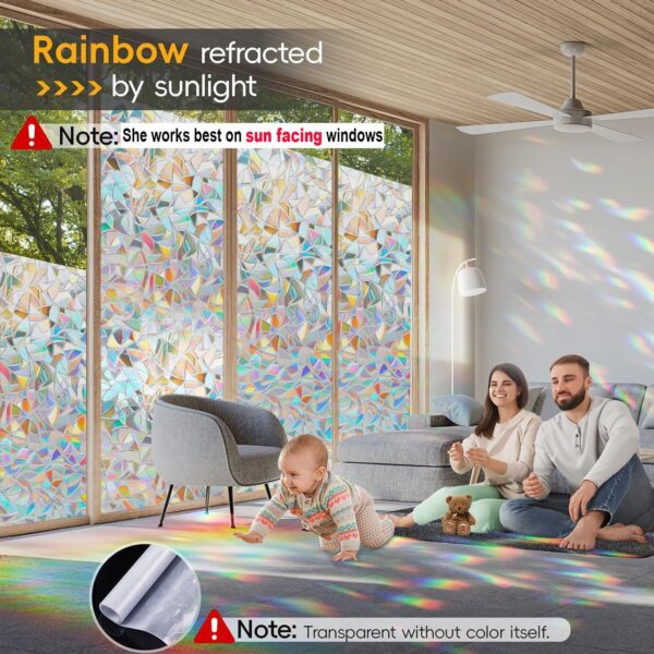 Rainbow Window Privacy Film with Cutting Reference Line, 3D ...