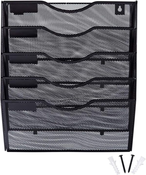 81stTaMMcmL._AC_SL1001_.jpg EASEPRES 5 Pocket Mesh Hanging Wall File Organizer, Wall Mou...