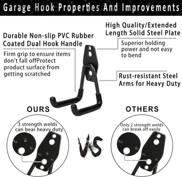 Steel Garage Storage Hooks - 16 Pack Anti-Slip Coating, Heav...