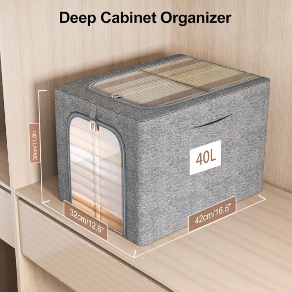 81uf1u7ADFL._AC_SL1500_.jpg GoMaihe Clothes Storage Bin with Metal Frame: 6-Pack Stackab...