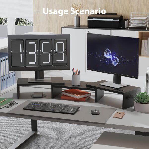 BONTEC Dual Monitor Stand Riser with Smartphone Holder, Adju...