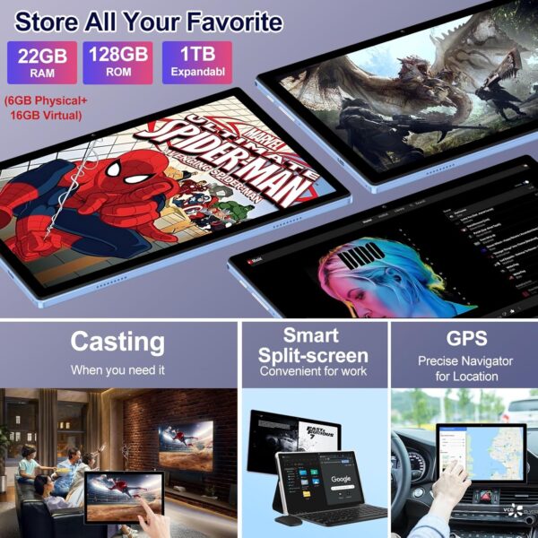 81xkGDO0RZL._AC_SL1500_.jpg 2025 Android 14 Tablet 22GB RAM 128GB ROM 1TB Expand, 10.1 i...