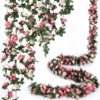 8 Pcs 66FT Flower Garland, Artificial Rose Vine Flowers with... 8 Pcs 66FT Flower Garland, Artificial Rose Vine Flowers with...