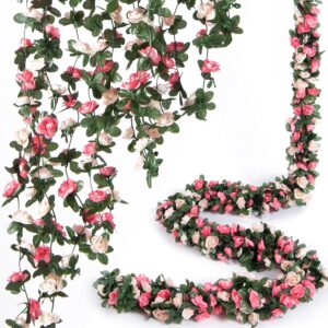 8 Pcs 66FT Flower Garland, Artificial Rose Vine Flowers with... 8 Pcs 66FT Flower Garland, Artificial Rose Vine Flowers with...