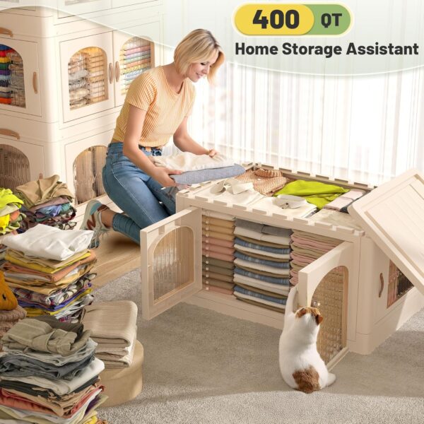 91HTiDHwRwL._AC_SL1500_.jpg EnHomee 100GAL Storage Bins with Lid Large Stackable Bins wi...