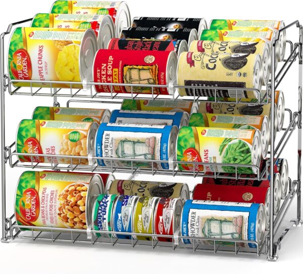 Simple Houseware Stackable Can Rack Organizer, 3-Tier Chrome...