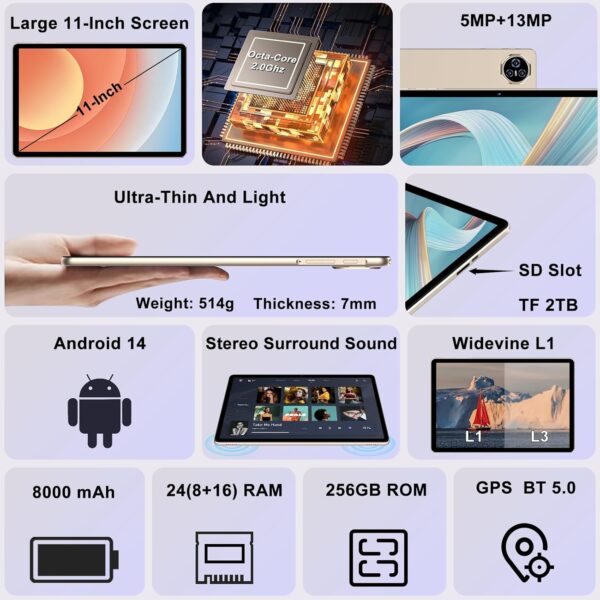 71cmbzkNP2L._AC_SL1500_.jpg 2025 Lastest 11 inch Tablet, Android 14 Tablets with 24GB RA...