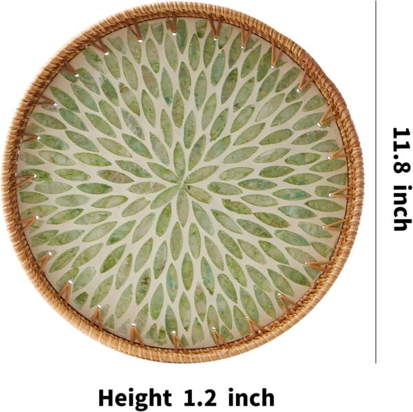 71A3KvdpuWL._AC_SL1500_.jpg Round Rattan Tray with Mother of Pearl Inlay, Rattan Serving...