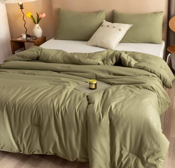 ROSGONIA Queen Comforter Set Olive Green, 3pcs Bedding Sets ...