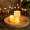 Romadedi Rustic Wooden Tray Candle Holder - Round Wood Decor...