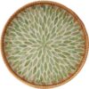 Round Rattan Tray with Mother of Pearl Inlay, Rattan Serving... Round Rattan Tray with Mother of Pearl Inlay, Rattan Serving...