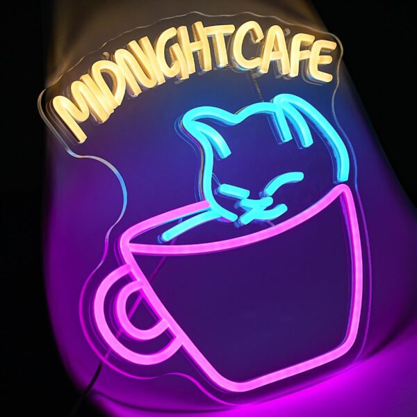 71TI7gZGCIL._AC_SL1500_.jpg Midnight Cafe Neon Sign for Wall Decor Cat Neon Light Coffee...