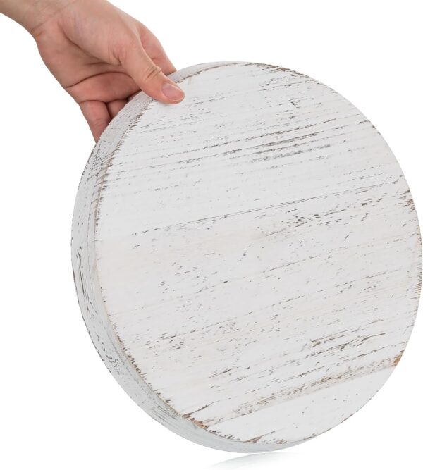 Romadedi Rustic Wooden Tray Candle Holder - Round Wood Decor...