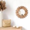 Honiway Wall Mirror Decorative 12 inch Rustic Wood Mirror Su...