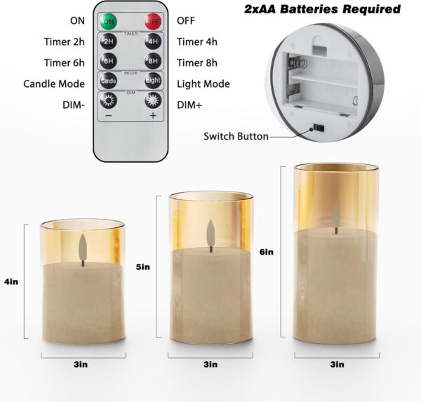 71Zn2vGv4lL._AC_SL1500_.jpg Ice Crystal Real Wax Glass Flameless Candles with Remote & T...