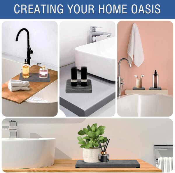 71aUZwiAVML._AC_SL1500_.jpg 3PCS Water Absorbing Stone Tray, Fast Drying Stone Sink Tray...