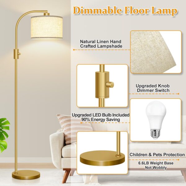 71ax1TqR90L._AC_SL1500_.jpg 【Upgraded】 Dimmable Gold Floor Lamp, 1200 Lumens LED Bulb In...