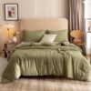 ROSGONIA Queen Comforter Set Olive Green, 3pcs Bedding Sets ...