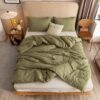 ROSGONIA Queen Comforter Set Olive Green, 3pcs Bedding Sets ...