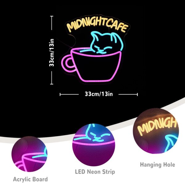 71mesjgqysL._AC_SL1500_.jpg Midnight Cafe Neon Sign for Wall Decor Cat Neon Light Coffee...