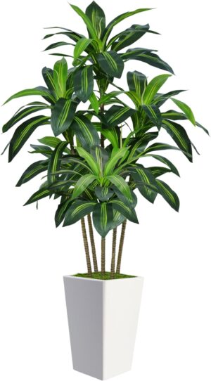 6FT Artificial Dracaena Tree, Fake Tree Indoor with White Ta... 6FT Artificial Dracaena Tree, Fake Tree Indoor with White Ta...