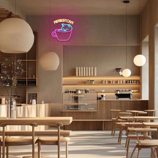 71sznfpbvPL._AC_SL1500_.jpg Midnight Cafe Neon Sign for Wall Decor Cat Neon Light Coffee...