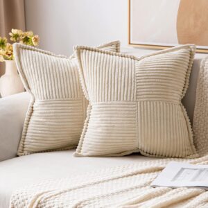 MIULEE Corduroy Pillow Covers with Splicing Set of 2 Super MIULEE Corduroy Pillow Covers with Splicing Set of 2 Super S...