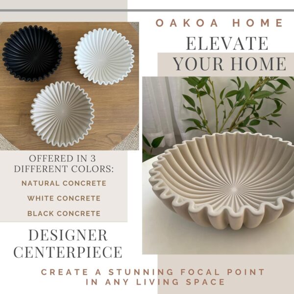 OAKOA Concrete Decorative Bowl - Organic Modern Home Decor B...