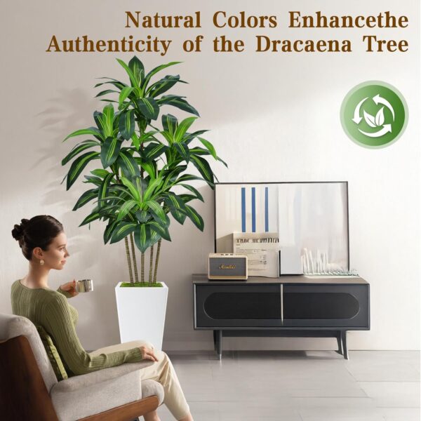 81JsX1u2E4L._AC_SL1500_.jpg 6FT Artificial Dracaena Tree, Fake Tree Indoor with White Ta...