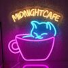 Midnight Cafe Neon Sign for Wall Decor Cat Neon Light Coffee...