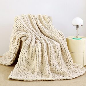 Admitrack Chunky Knit Blanket Throw 51"x63", 100% Hand Knit ... Admitrack Chunky Knit Blanket Throw 51"x63", 100% Hand Knit ...